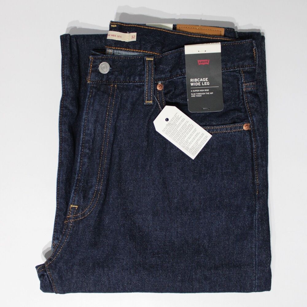 NWT $98 Levi's Ribcage Wide Leg Jeans Dark Wash High Rise Women Size 32x32 (J6) - Picture 6 of 16